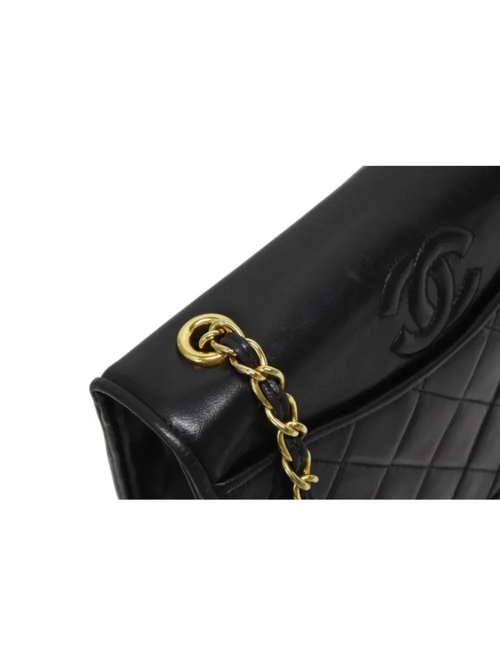 Chanel S Flap S Chain Shoulder Bag CC Logo Lambskin Black Gold
